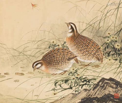 Hu Zaobin (1897-1942)  Two Paintings of Quails and Dragonfly