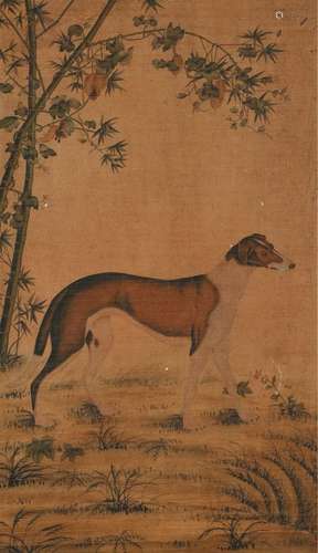 郎世宁款  名犬图  立轴