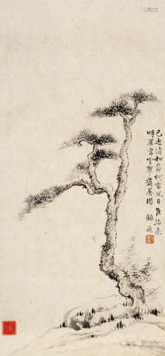 1907-2008 顾飞 三友图 立轴 水墨纸本