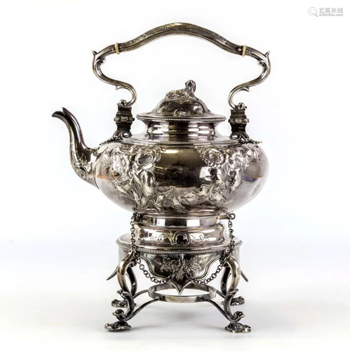 Tiffany & Co C. 1850 Sterling Sliver Kettle, Stand