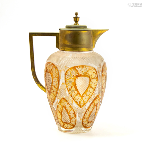 Bohemian Cut To Clear Dore Bronze Mounted Pitcher