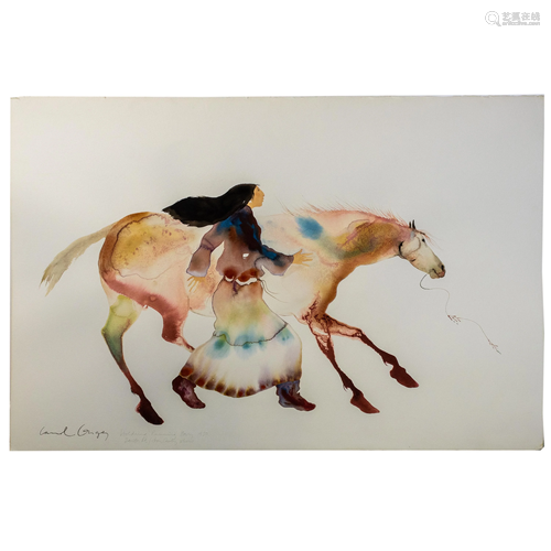 Carol Grigg b1942 Native American Horse Water…