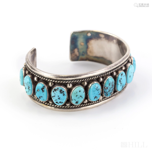 Native American Indian Navajo 925 Turquoise Cuff