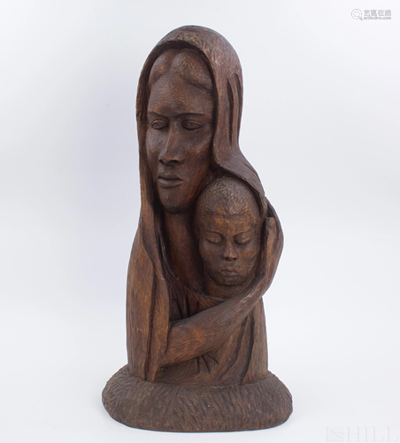 Mystery Artist Carved Wood Figural 24