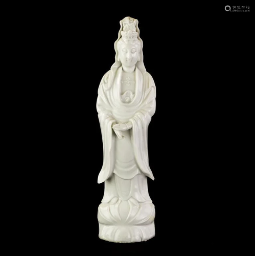 19th C Chinese Blanc De Chine Porcelain Quanyin