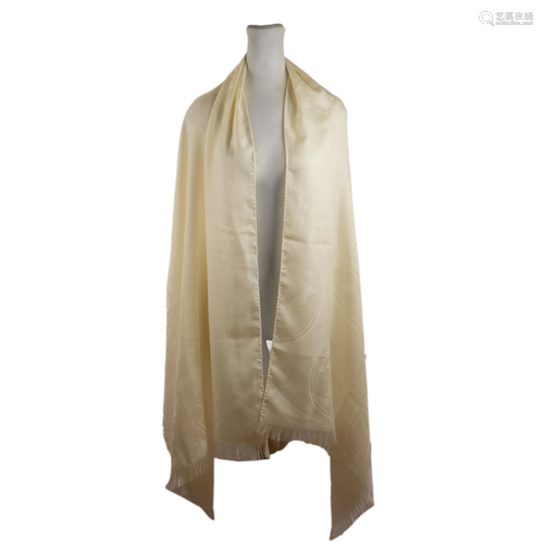 Hermes Cashmere & Silk Ivory Scarf Classic Wrap LG