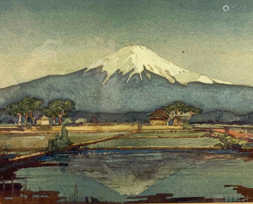 John L Skinner 20c Japanese Landscape Watercolor