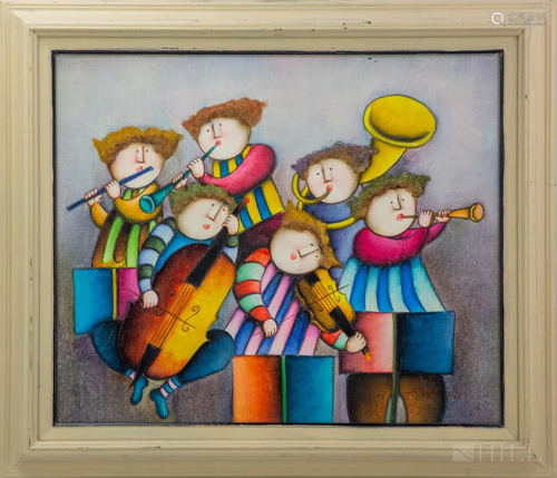 Joyce Roybal Puffy People Band Musicians Painting