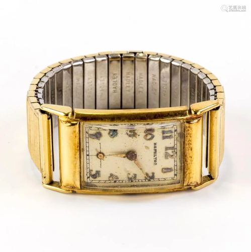 Vintage 14k Men's Hamilton Fancy Case Wrist W…