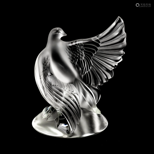 Lalique DEA French Art Glass Dove Bird Sculpture