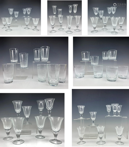 56 Pcs Biot French Art Glass Stemware Wine Glasses