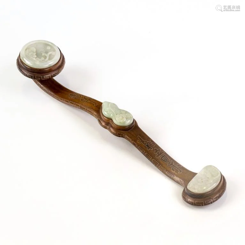 Chinese Republic Era Hand Carved Jade Ruyi Scepter