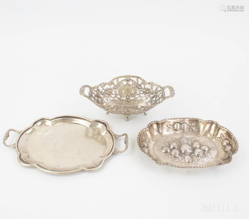 Lot .800 & .900 Fine Silver Bowls & Trays 550grams