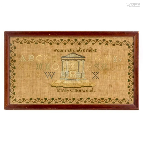 Antique 19th Century American School Girl Sampler