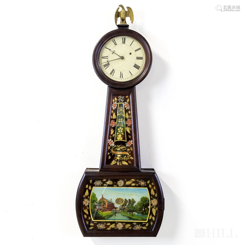 Howard And Davis Banjo Clock W/ Reverse Painting