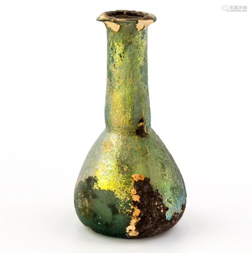 Ancient Roman Iridescent Blown Glass Vase Bottle