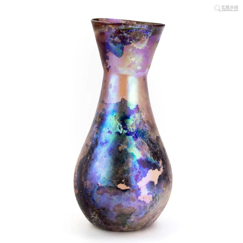 Ancient Roman Iridescent Art Glass Blown Vase 7