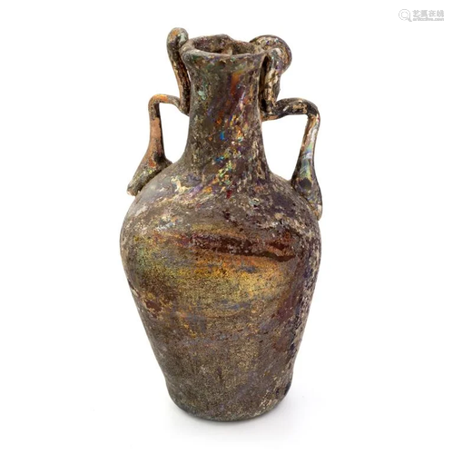 Ancient Roman Iridescent Glass Vessel Vase Bottle