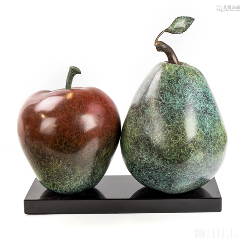 Popliteo Oversized Bronze Apple & Pear Sculpture