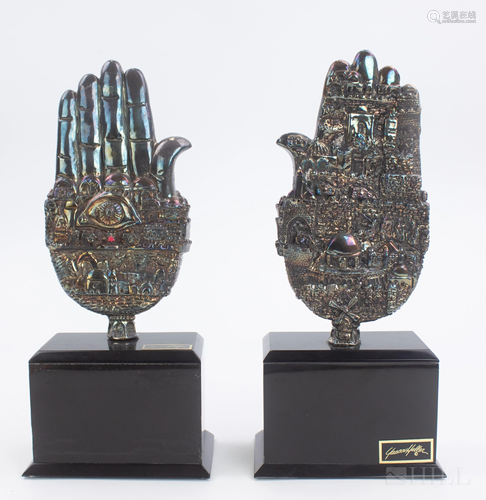 PR Yaacov Heller Hamsa Sterling Silver Sculptures