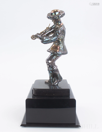 Ben Zion Israel Fiddler Sterling Silver Sculpture