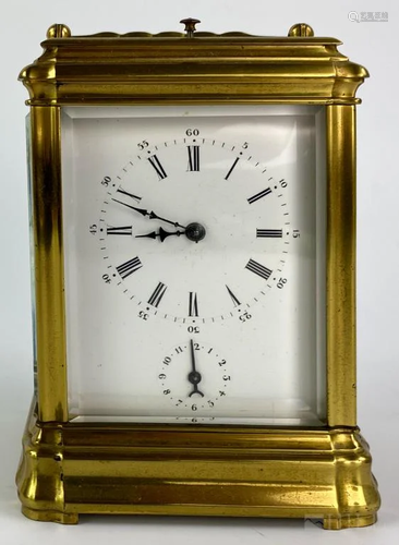 Antique 19c Gilt Bronze Glass Side Carriage Clock