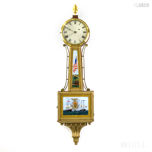 American Federal Style Banjo Clock Eglomise Panels