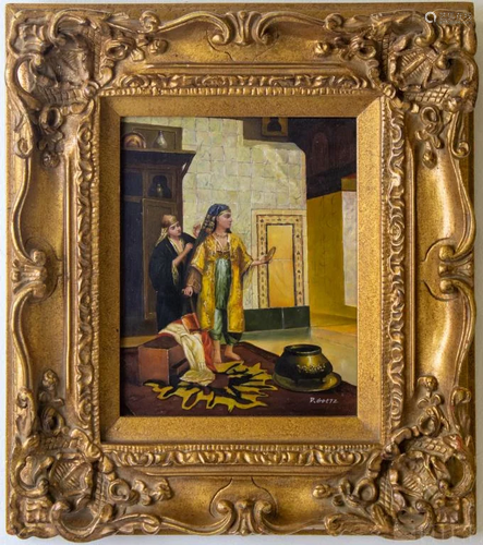 D. Goetz Orientalist Egypt Oil Masonite Painting