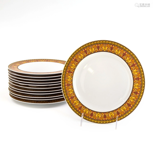 Set 12 Versace Rosenthal Medusa Red Salad Plates