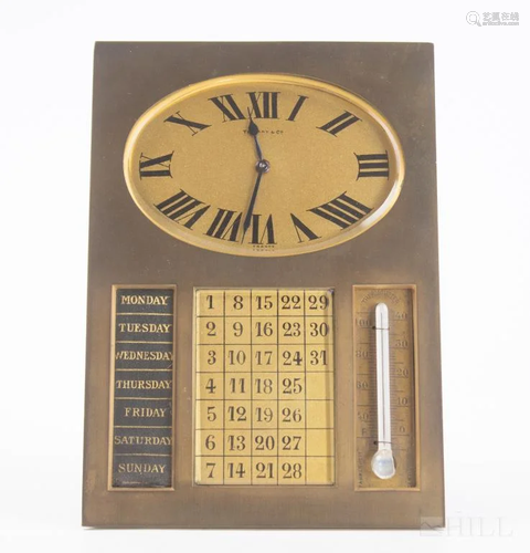 Tiffany & Co. Art Deco French Desk Clock, Calendar