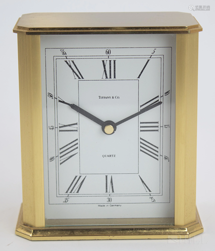 VTG Tiffany & Co. Brass Desk Mantle Clock, Quartz