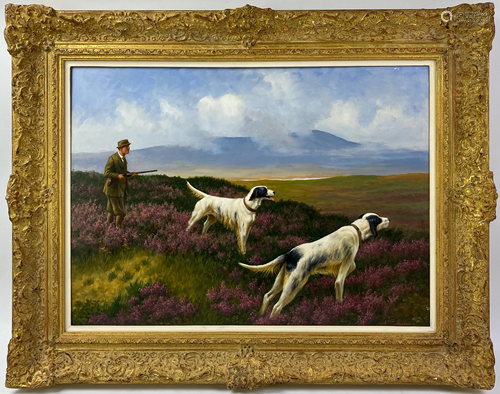 Anton Karssen B.1945 Highland Hunt w Dogs Painting