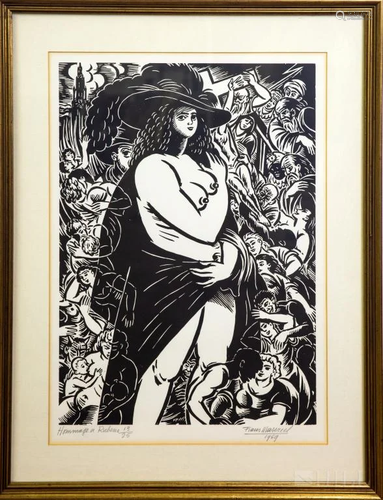 Frans Masereel Homage To Rubens Woodcut Print