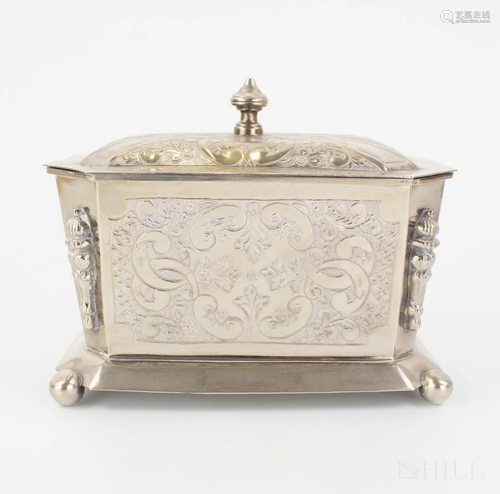 Antique Signed Moroccan Silvered Footed Box …