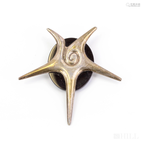 William Spratling Sterling Silver Onyx Star Brooch