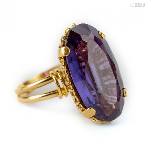 Color Changing Purple Alexandrite 18K Gold Ring s9