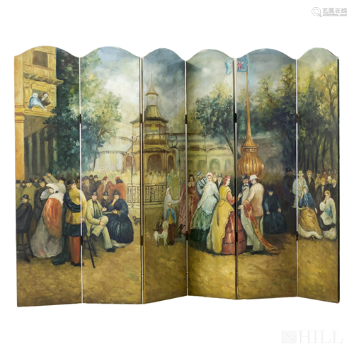 19th C Australian Oil Painting Screen Room Divider