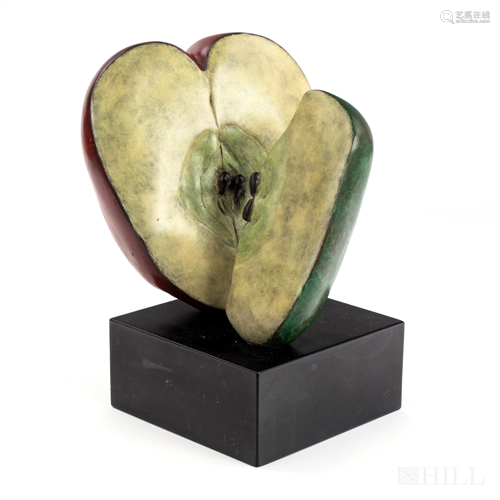 Clara Duque L/E Bronze Red & Green Apple Sculpture