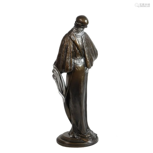 Large Erte Style Bronze Sculpture