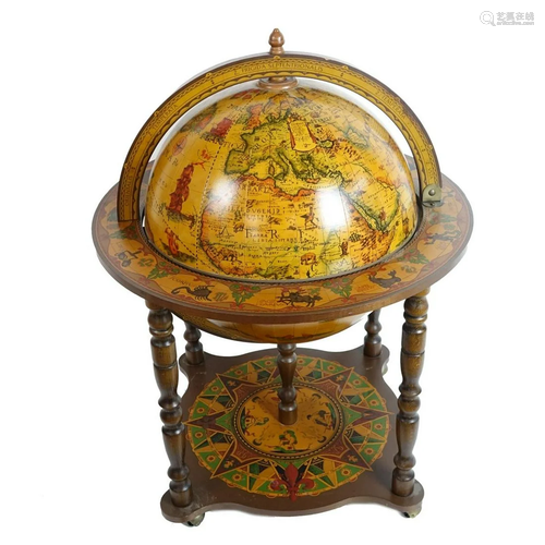 Mid Century Globe with Storage Bar Interior