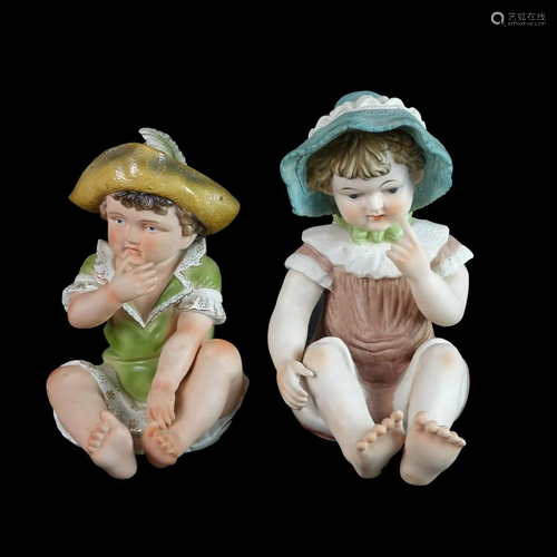 Two (2) Bisque Porcelain Seated Babies