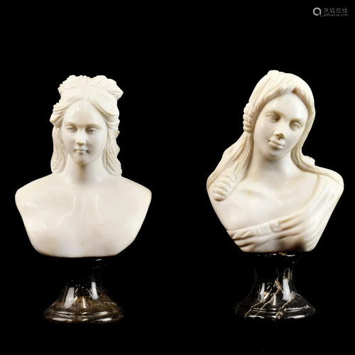 Pair of Neoclassical Style Marble Sculptures