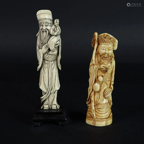 Two (2) Antique Chinese Immortal Figurines