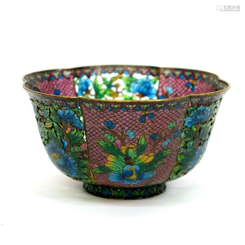 Antique Chinese Plique a Jour Bowl