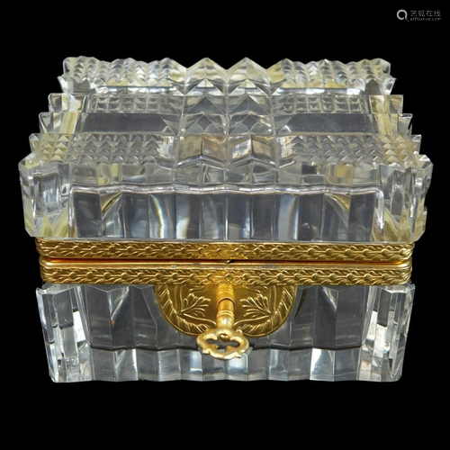 Vintage French Crystal and Brass Vanity Box