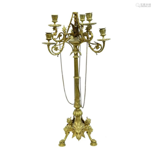 19/20th C. Empire Style Bronze Candleabra