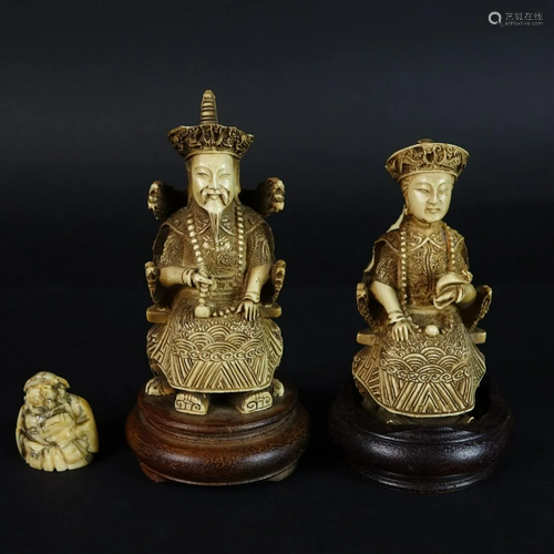 Three (3) Oriental Carved Figurines