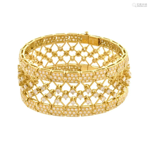 Diamond and 18K Wide Bracelet