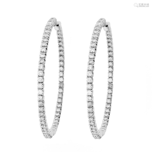 Diamond and 18K Hoop Earrings.