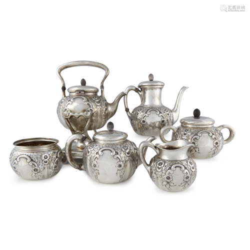 An American sterling silver six-piece coffee and tea